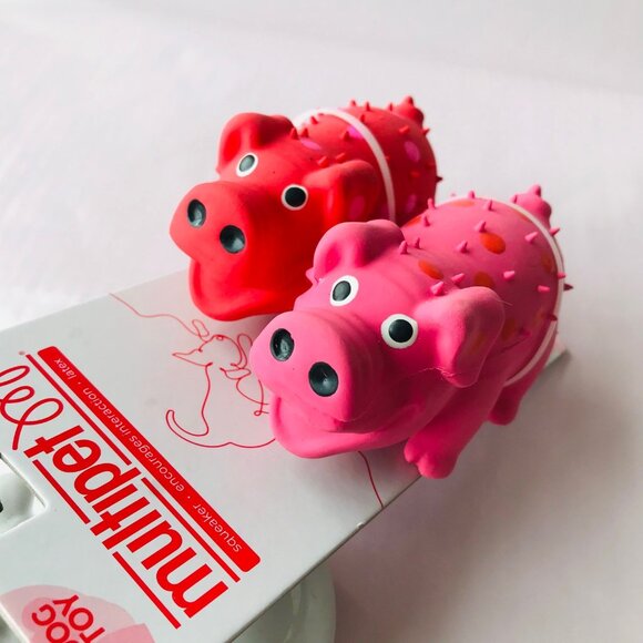 Multipet Mini Pig Latex  Squeak Dog Toy  With Squeaker Pink - Picture 4 of 6